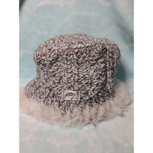 Vintage Merkley Headgear Faux Fur wool Knit Ski Winter Hat Beanie Cap Cottage EC